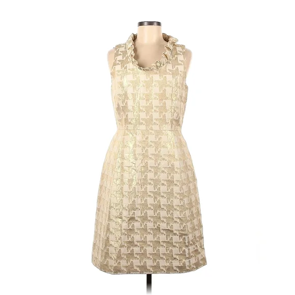 kate spade Dresses Kate Spade Gold Houndstooth Cocktail Dress Size 8 Poshmark